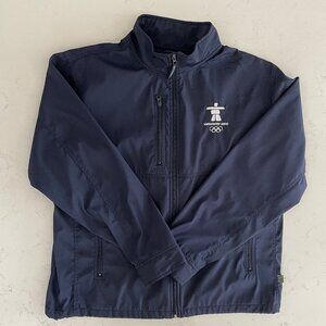 Elevate Vancouver 2010 Olympics Full Zip Polyester Windbreaker Jacket Navy Sz XL